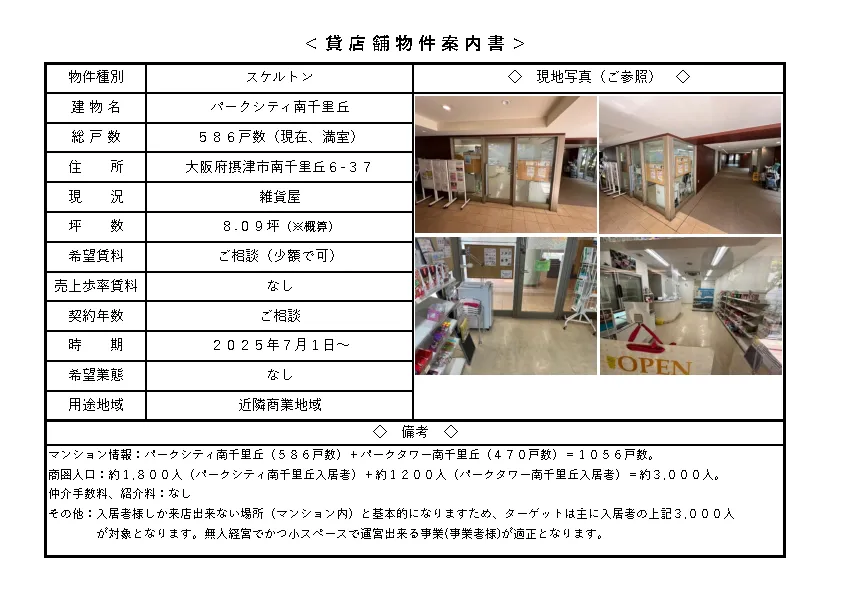 貸店舗、大阪、小さい